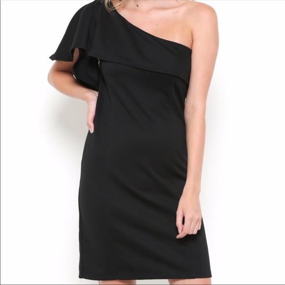 New Perfect Black Dress Off One Shoulder - Picture 3 of 6